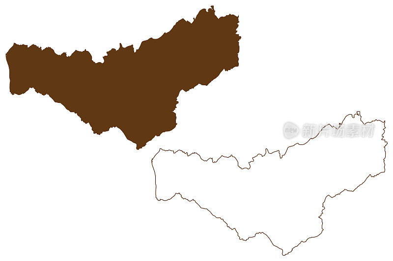 Merzig Wadern地区(德意志联邦共和国，萨尔州，农村地区)地图矢量插图，涂鸦草图Merzig-Wadern地图